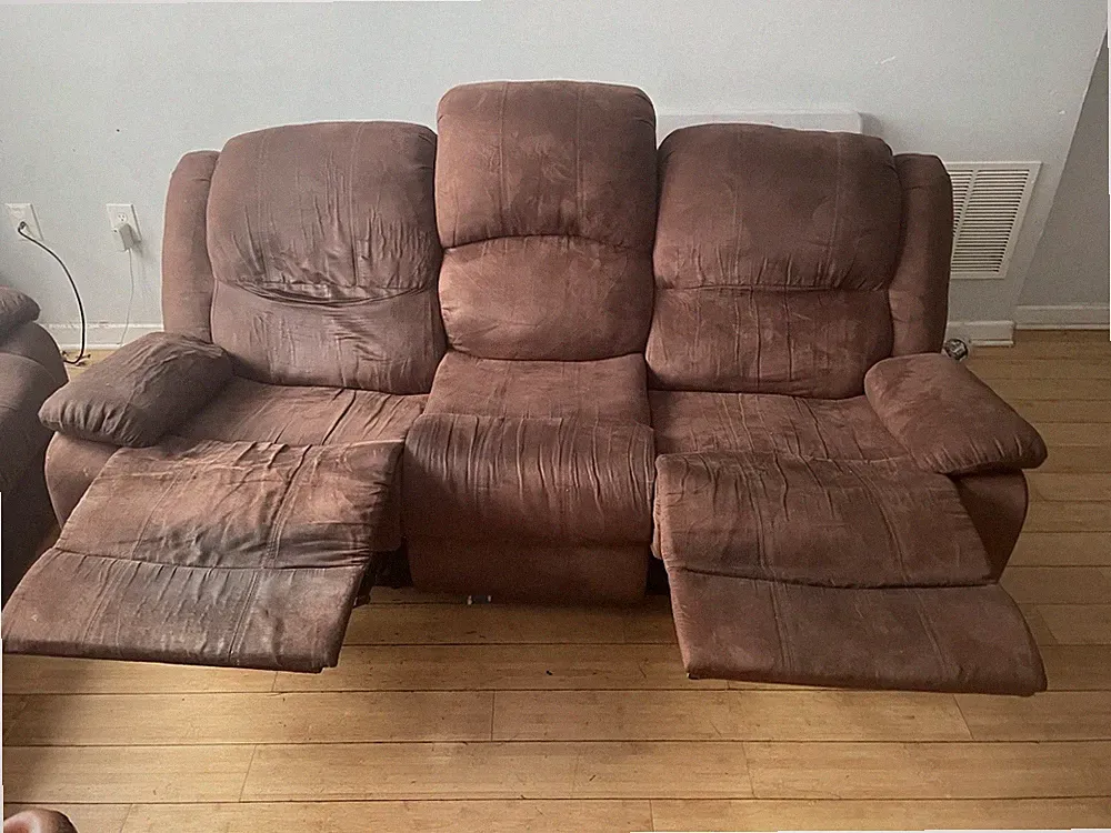 Brown Faux Leather Massage Recliner Loveseat Couch Set Home Theater Sofa Remote