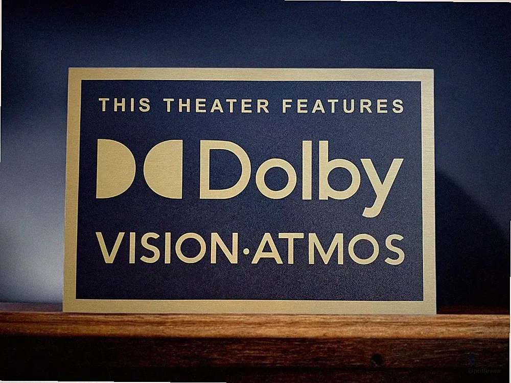 Dolby Vision Atmos Wall Sign Gold Aluminum Plaque Home Theater Media Room Decor