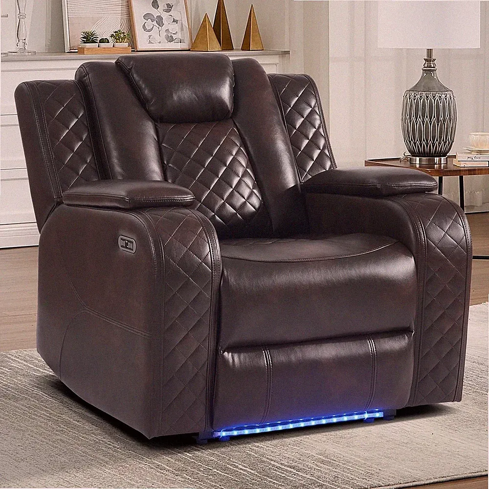 EBELLO Power Recliner Chair, Faux Leather Home Theater Seat with Adjustable Head