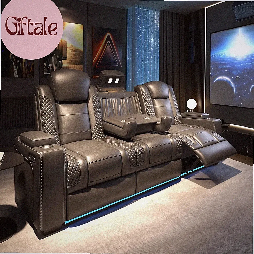 Home Theater Seating, Power Movie Loveseat Recliner with USB & Wireless Charging