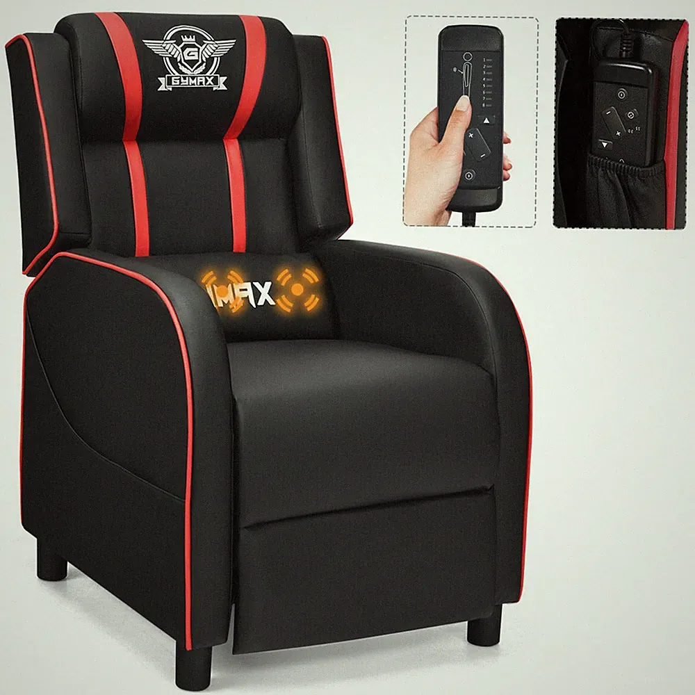 Massage Gaming Recliner Chair Racing Single Lounge Sofa Home Theater Seat Red