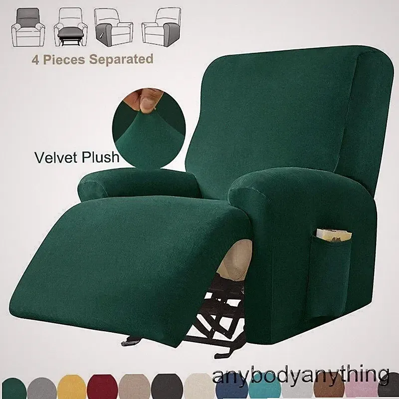 Velvet Recliner Sofa Seat Cover for Living Room Plain Armchair Cover Slipcovers